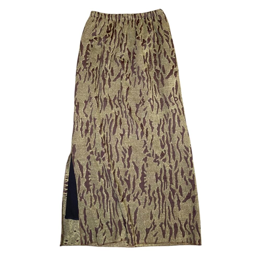 VTG ONA New York Tokyo Camo Maxi Skirt Camouflage Tree Bark Side Slit Gorpcore